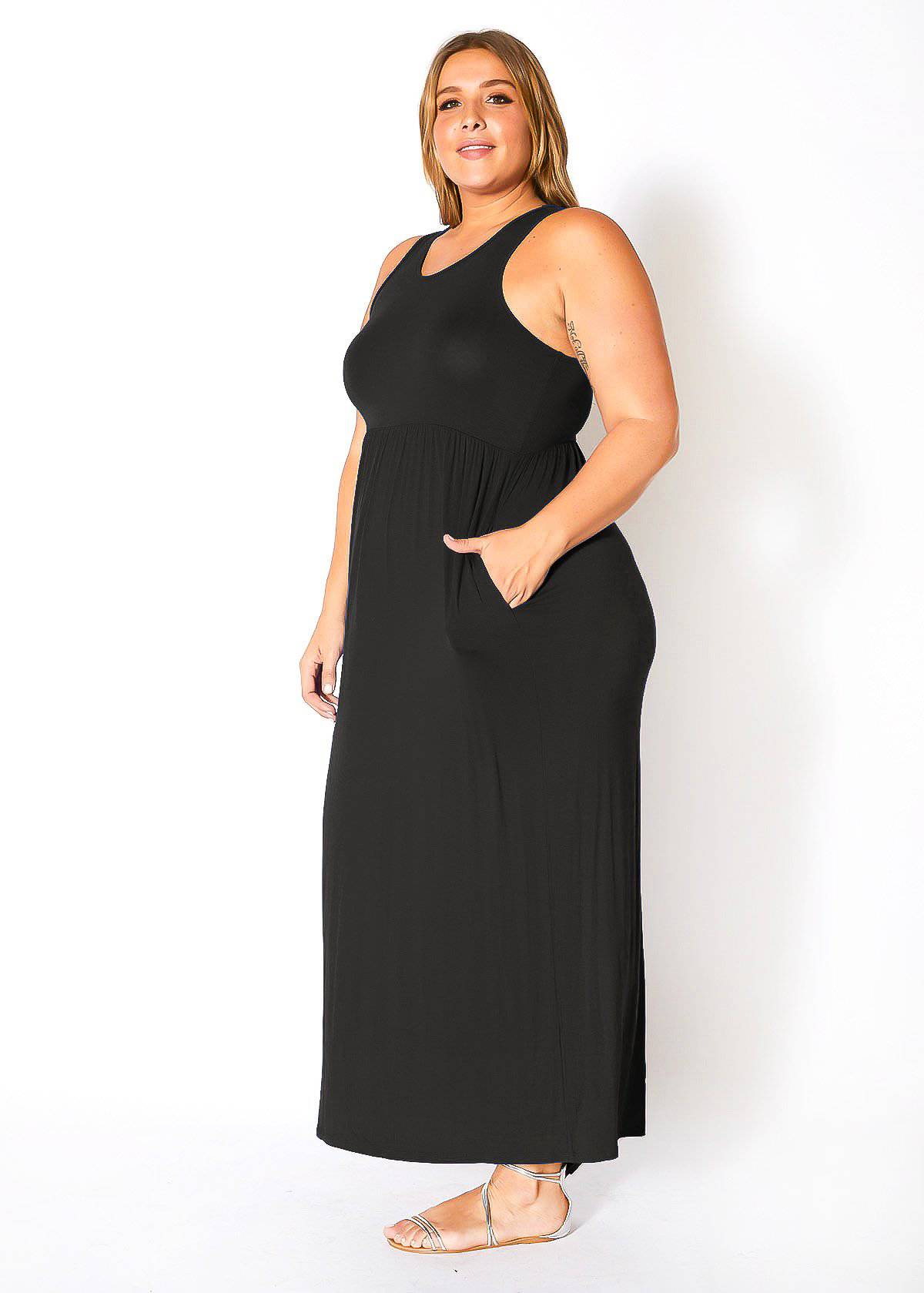 Plus Size Womens Sleeveless Pleated Maxi Dress by Shop at Konus