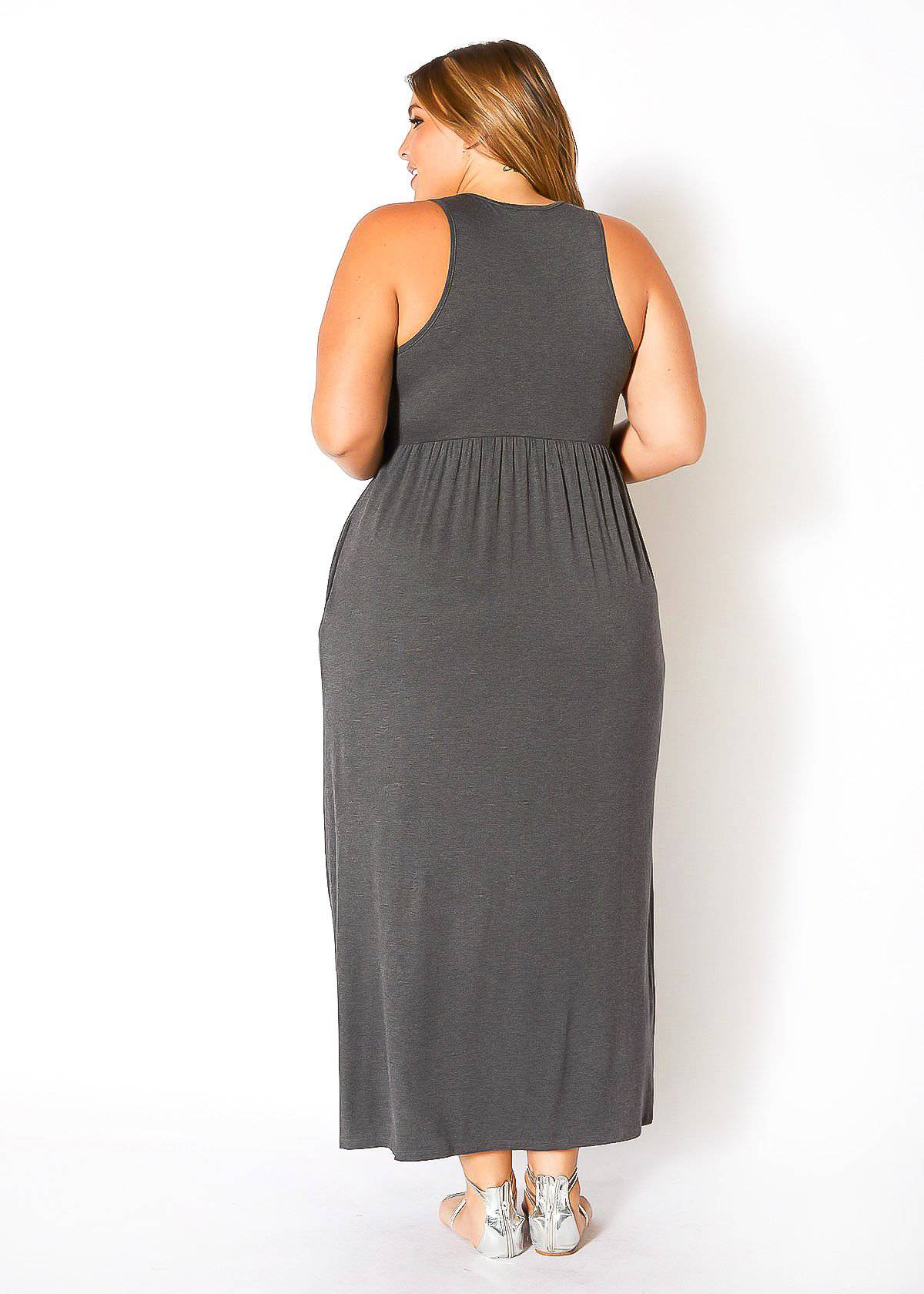 Plus Size Womens Sleeveless Pleated Maxi Dress by Shop at Konus