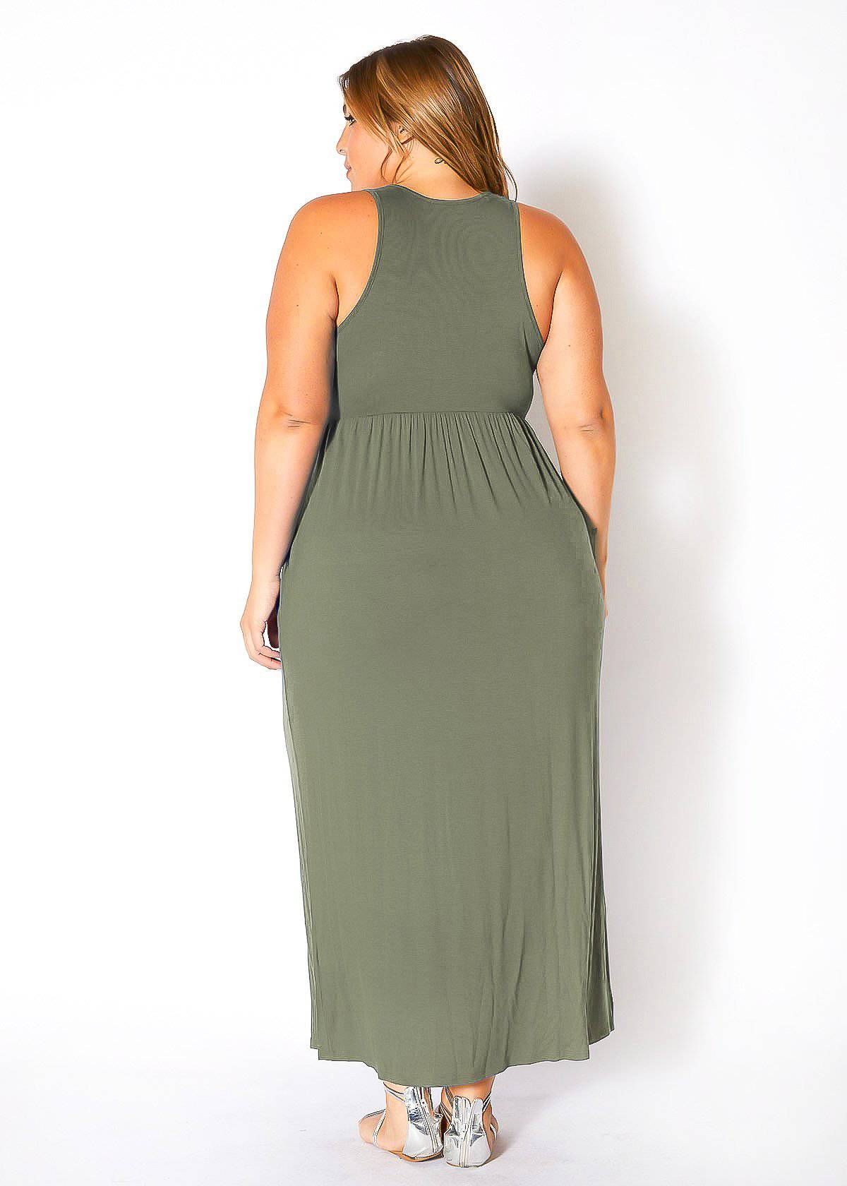 Plus Size Womens Sleeveless Pleated Maxi Dress by Shop at Konus