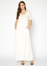 V-neck Short Sleeve Maxi Dress With Pockets by Shop at Konus