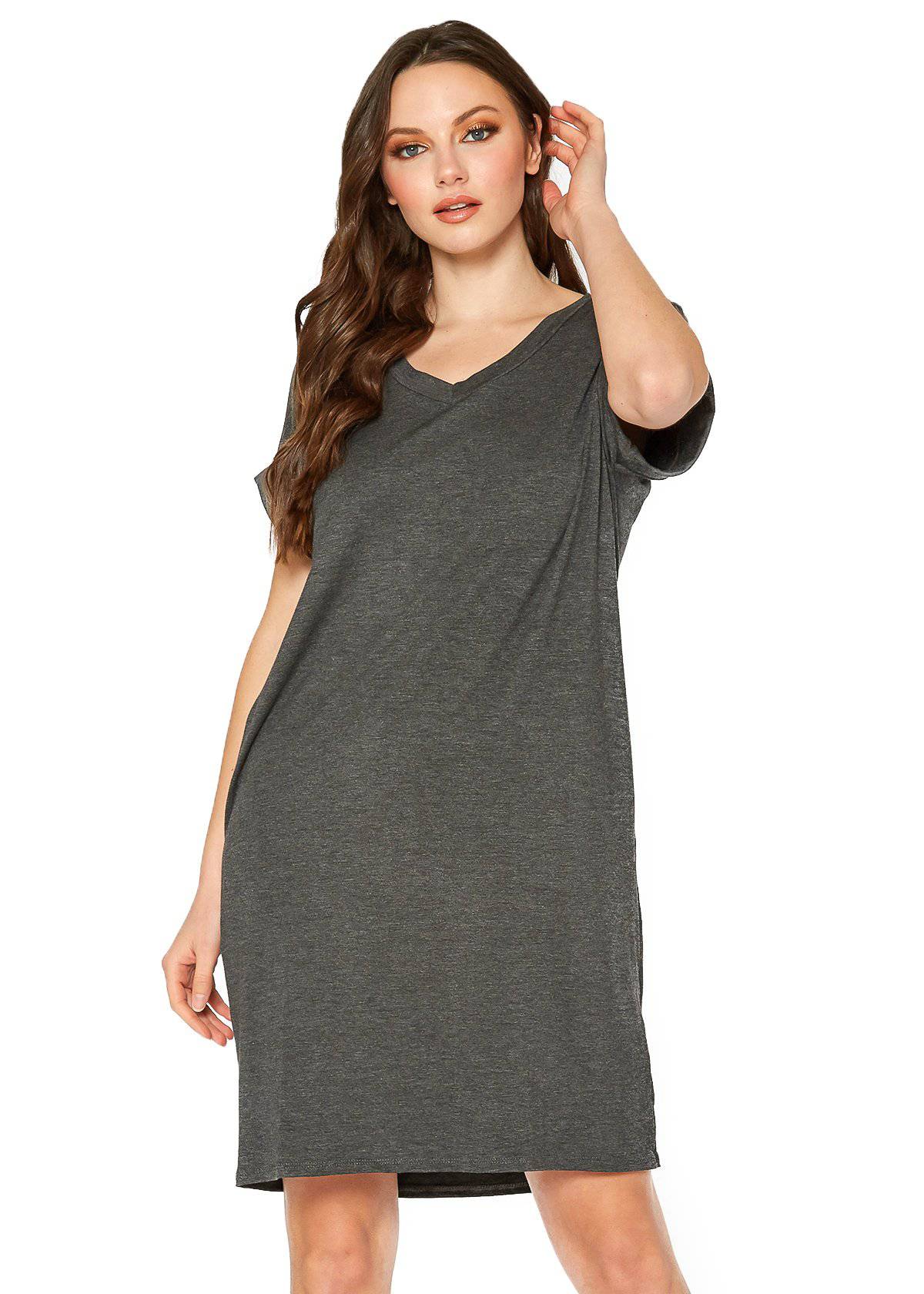 Women's Round Neck T-shirt Dress With Pocket by Shop at Konus