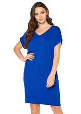 Women's Round Neck T-shirt Dress With Pocket by Shop at Konus