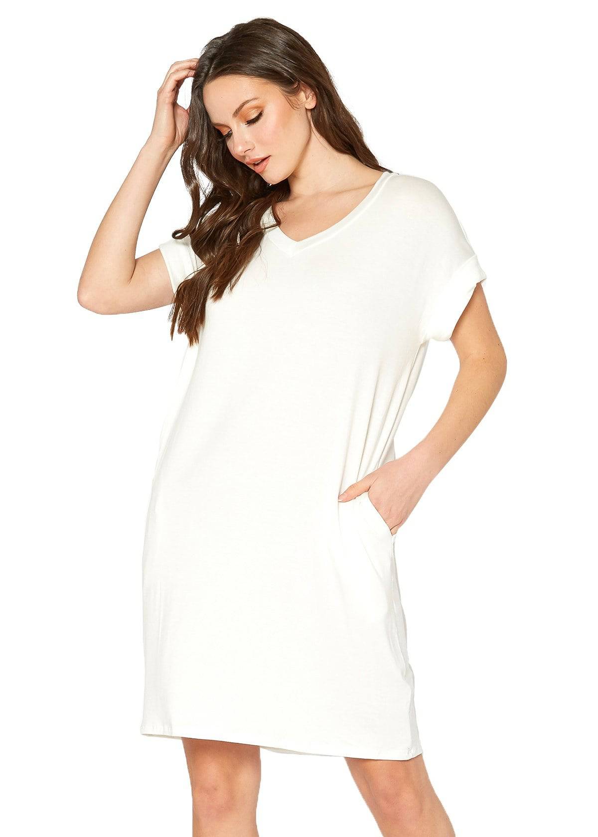 Women's Round Neck T-shirt Dress With Pocket by Shop at Konus