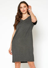 Women's Round Neck T-shirt Dress With Pocket by Shop at Konus