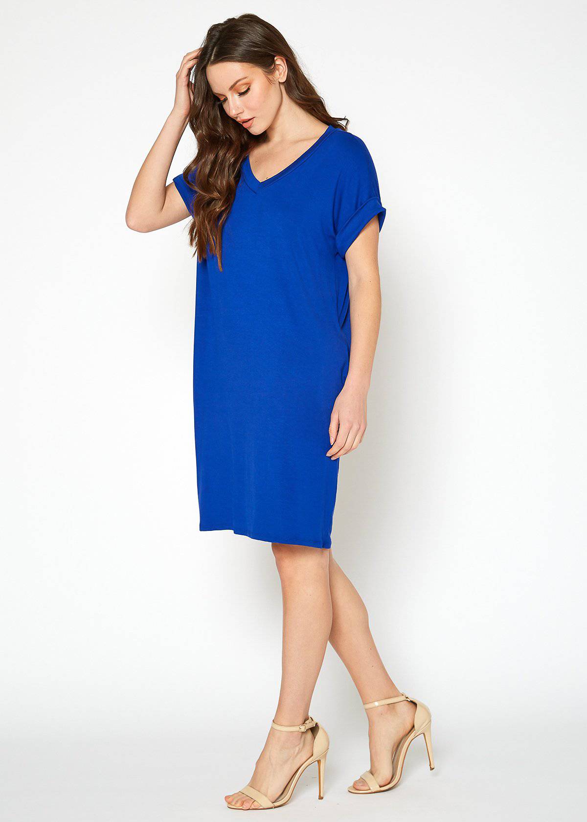 Women's Round Neck T-shirt Dress With Pocket by Shop at Konus