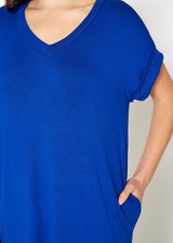 Women's Round Neck T-shirt Dress With Pocket by Shop at Konus