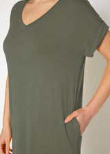 Women's Round Neck T-shirt Dress With Pocket by Shop at Konus