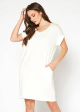 Women's Round Neck T-shirt Dress With Pocket by Shop at Konus