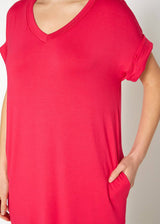 Women's Round Neck T-shirt Dress With Pocket by Shop at Konus