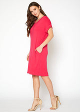 Women's Round Neck T-shirt Dress With Pocket by Shop at Konus