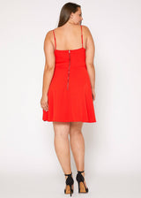 Plus Size V-neck Spaghetti Strap Cocktail Dress in Poppy Red by Shop at Konus