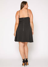 Plus Size V-neck Spaghetti Strap Cocktail Dress in Black by Shop at Konus