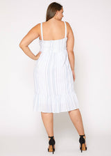 Plus Size Tie Front Hem Midi Dress in Oceanstripe by Shop at Konus