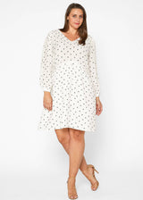 Plus Size Triangle Print Long Sleeve Dress in White Triangle by Shop at Konus