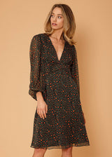 Women's V-neck Midi Dress in Leopard Hunt by Shop at Konus