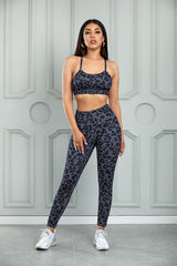 Leopard Cutout Sports Bra and Leggings Set by Blak Wardrob