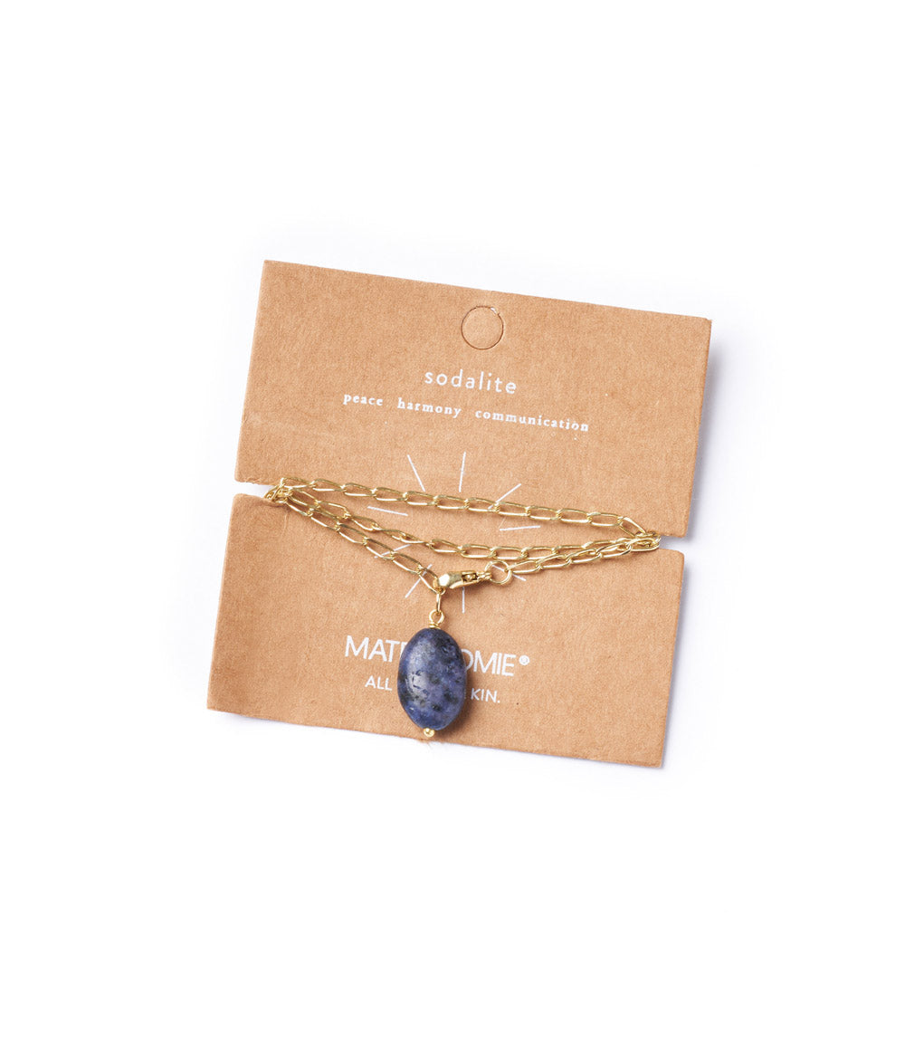 Indali Sodalite Gemstone Drop Necklace - Blue, Semi Precious by Matr Boomie