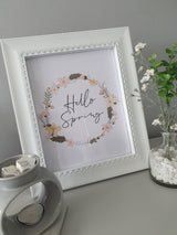 Hello Spring Floral Wreath Spring Seasonal Wall Home Decor Print by WinsterCreations™ Official Store