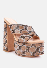 sinful high platform patterned diamante slides by London Rag