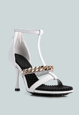 dakota metal chain mid heel sandals by London Rag