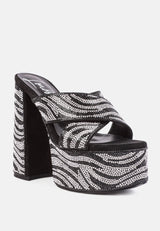 sinful high platform patterned diamante slides by London Rag