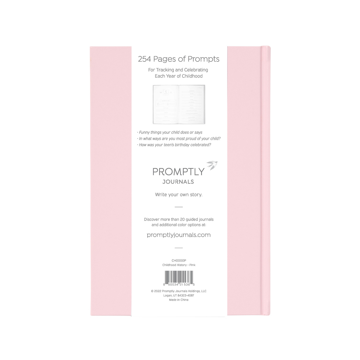 A Complete Childhood History: From Pregnancy to 18 Years Old (Cloud Pink, Leatherette) by Promptly Journals