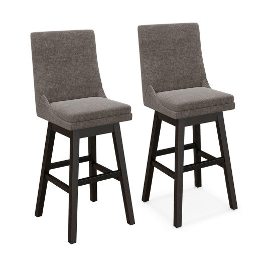 Set of 2 360° Swivel Bar Stool with Rubber Wood Legs Footrest