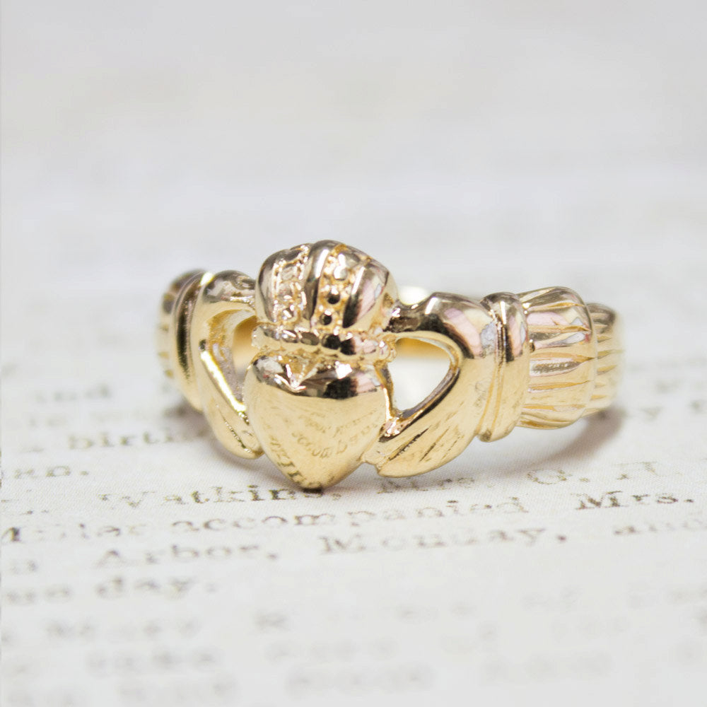 Handcrafted Vintage Ring 18k Gold Irish Claddagh Ring Antique #R1768 Antique Rings Jewelry by PVD Vintage Jewelry