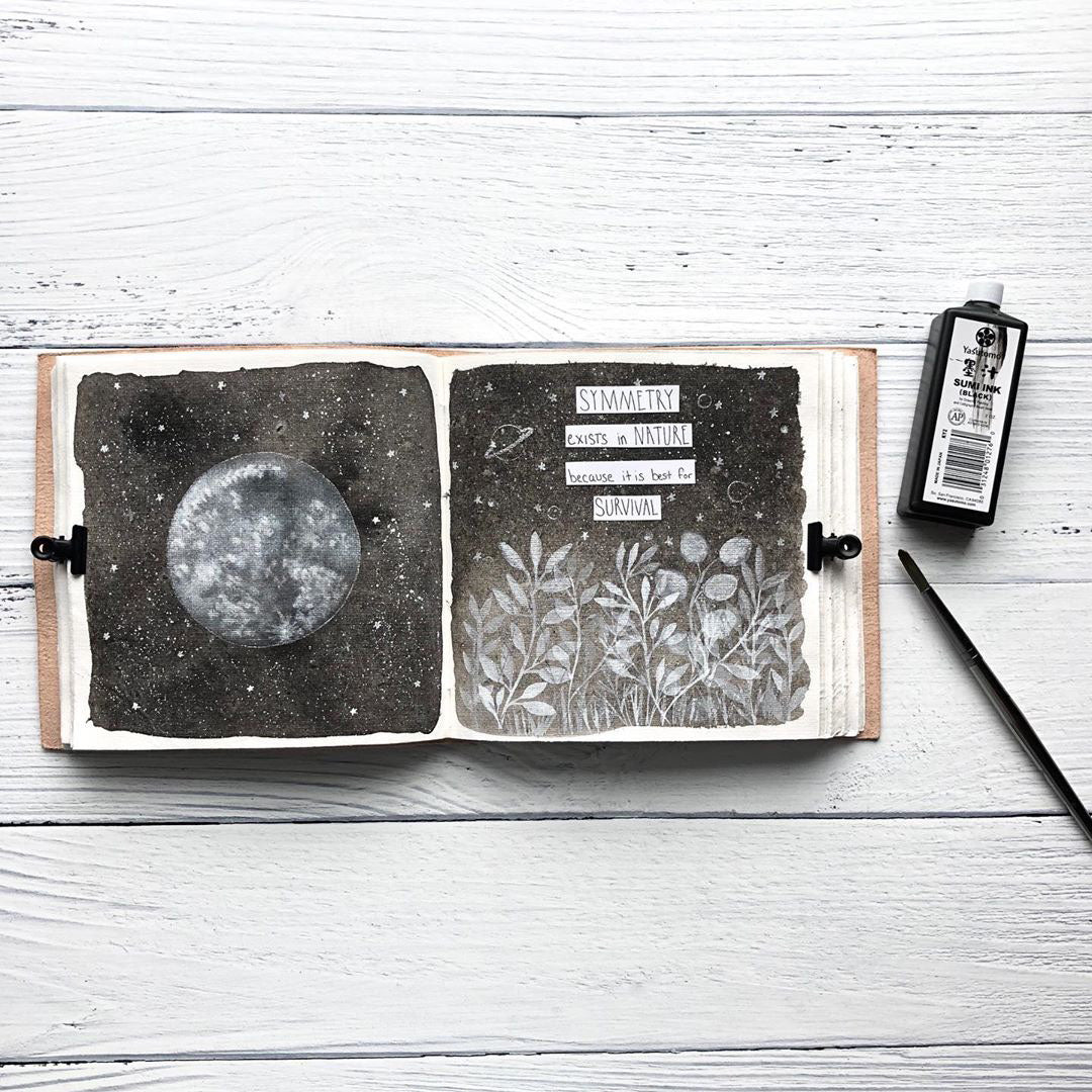 Moon Phases 7x7 Artists Embossed Leather Journal by Soothi