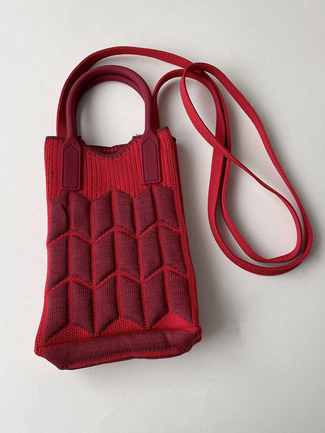 Original Contrast Color Geometric Knitting Bags Accessories by migunica