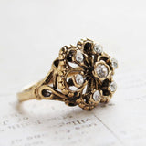 Vintage Citrine Austrian Crystals Filigree Style Antiqued 18k Yellow Gold Electroplated Ring by PVD Vintage Jewelry