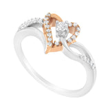 10K Rose Gold Plated .925 Sterling Silver 1/5 Cttw Diamond Two Tone Open Heart Promise or Fashion Ring (I-J Color, I2-I3 Clarity) by Infinite Jewels