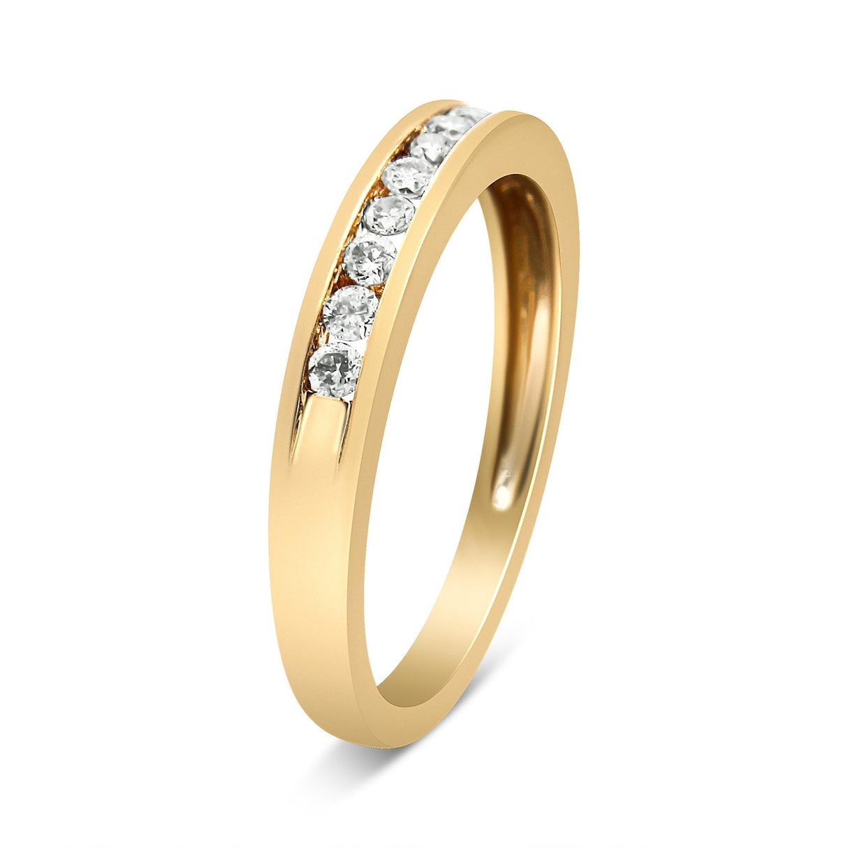 10K Yellow Gold Plated .925 Sterling Silver 1/4 Cttw Channel Set Round Diamond 11 Stone Wedding Band Ring (K-L Color, I1-I2 Clarity) by Infinite Jewels