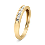 10K Yellow Gold Plated .925 Sterling Silver 1/4 Cttw Channel Set Round Diamond 11 Stone Wedding Band Ring (K-L Color, I1-I2 Clarity) by Infinite Jewels