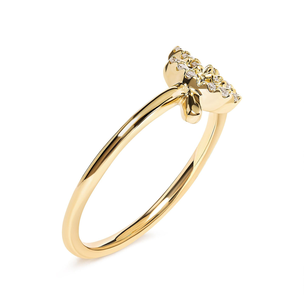 10K Yellow Gold 1/10 Cttw Diamond Leaf and Branch Ring (H-I Color, I1-I2 Clarity) by Haus of Brilliance