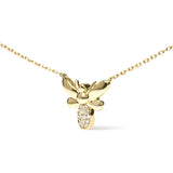 10K Yellow Gold Diamond Accented Bumble Bee Pendant 18" Inch Necklace (H-I Color, I1-I2 Clarity) by Haus of Brilliance