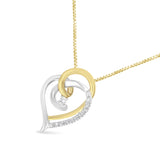 10K Yellow and White Gold Diamond Accent Open Double Heart Spiral Curl 18" Pendant Necklace (J-K Color, I2-I3 Clarity) by Haus of Brilliance