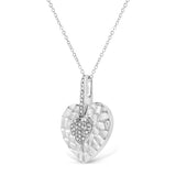 .925 Sterling Silver Pave-Set Diamond Accent Heart Shape 18" Pendant Necklace (I-J Color, I1-I2 Clarity) by Haus of Brilliance