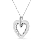 .925 Sterling Silver Prong-Set Diamond Accent Double Heart 18" Pendant Necklace (I-J Color, I1-I2 Clarity) by Haus of Brilliance