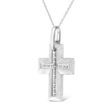 .925 Sterling Silver Prong-Set Diamond Accent Bold Cross 18" Pendant Necklace (I-J Color, I1-I2 Clarity) by Haus of Brilliance