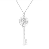 .925 Sterling Silver Diamond Accent Zodiac Key 18" Pendant Necklace (K-L Color, I1-I2 Clarity) by Haus of Brilliance