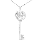 .925 Sterling Silver Diamond Accent Zodiac Key 18" Pendant Necklace (K-L Color, I1-I2 Clarity) by Infinite Jewels