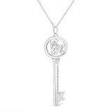 .925 Sterling Silver Diamond Accent Zodiac Key 18" Pendant Necklace (K-L Color, I1-I2 Clarity) by Infinite Jewels