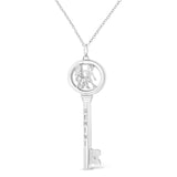 .925 Sterling Silver Diamond Accent Zodiac Key 18" Pendant Necklace (K-L Color, I1-I2 Clarity) by Haus of Brilliance