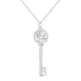 .925 Sterling Silver Diamond Accent Zodiac Key 18" Pendant Necklace (K-L Color, I1-I2 Clarity) by Haus of Brilliance