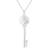 .925 Sterling Silver Diamond Accent Zodiac Key 18" Pendant Necklace (K-L Color, I1-I2 Clarity) by Haus of Brilliance