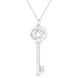 .925 Sterling Silver Diamond Accent Zodiac Key 18" Pendant Necklace (K-L Color, I1-I2 Clarity) by Haus of Brilliance