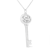 .925 Sterling Silver Diamond Accent Zodiac Key 18" Pendant Necklace (K-L Color, I1-I2 Clarity) by Infinite Jewels