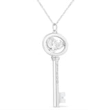 .925 Sterling Silver Diamond Accent Zodiac Key 18" Pendant Necklace (K-L Color, I1-I2 Clarity) by Infinite Jewels