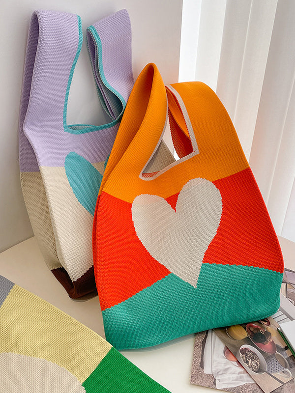 Heart Print Multi-Colored Bags Handbags by migunica